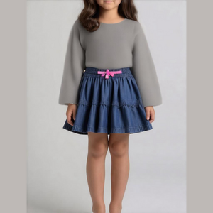 Cat & Jack Blue Denim Ruffle Skort Small